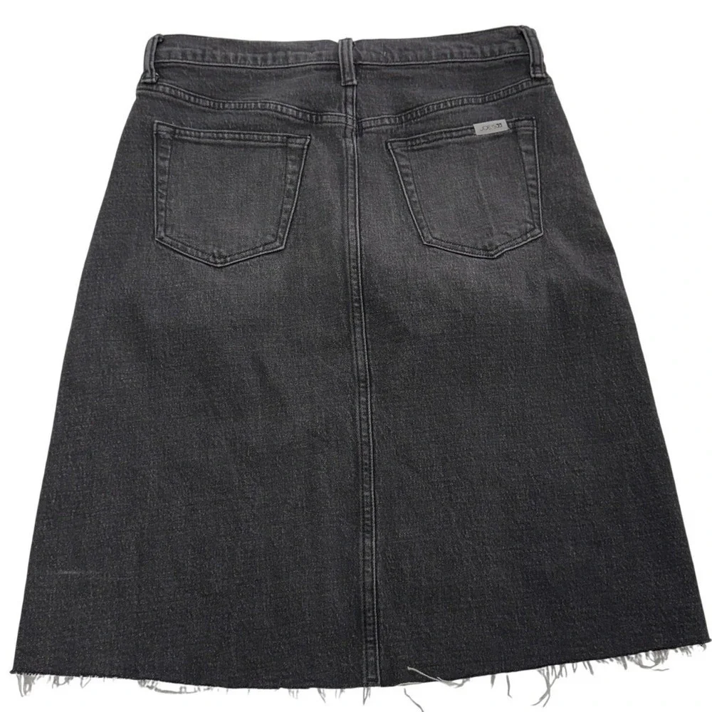 Joes Jeans Skirt Women‎ 28 Black Denim High Rise Nerine Raw Hem Front Slit